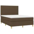cadre de lit avec matelas Marron foncé 140x200 cm
