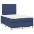 cadre de lit avec matelas Bleu 120x200 cm Tissu