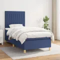 cadre de lit avec matelas Bleu 100x200 cm Tissu