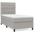 cadre de lit avec matelas Gris clair 80x200 cm Tissu