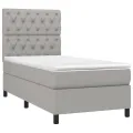 cadre de lit avec matelas Gris clair 80x200 cm Tissu