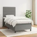 cadre de lit avec matelas Gris foncé 80x200 cm Tissu