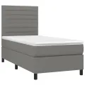 cadre de lit avec matelas Gris foncé 80x200 cm Tissu