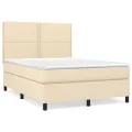 cadre de lit avec matelas Crème 140x200 cm Tissu
