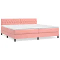 cadre de lit avec matelas Rose 200x200 cm Velours
