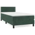 cadre de lit avec matelas Vert foncé 90x200 cm