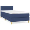 cadre de lit avec matelas Bleu 80x200 cm Tissu