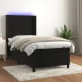 cadre de lit matelas et LED Noir 80x200cm Velours