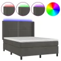 cadre de lit matelas et LED Gris foncé 140x200 cm