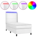cadre de lit matelas LED Blanc 90x200cm Similicuir