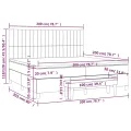 cadre de lit et matelas Gris clair 200x200cm Velours