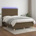 cadre de lit matelas et LED Marron foncé 140x200 cm