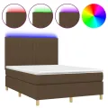 cadre de lit matelas et LED Marron foncé 140x190 cm