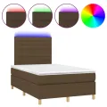 cadre de lit matelas et LED Marron foncé 120x200 cm