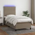 cadre de lit et matelas et LED Taupe 100x200cm Tissu