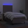 cadre de lit et matelas et LED Taupe 100x200cm Tissu