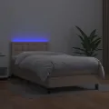 cadre de lit avec matelas LED Cappuccino 100x200 cm