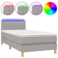 cadre de lit avec matelas et LED Gris clair 80x200cm