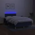 cadre de lit avec matelas LED Bleu 120x200 cm Tissu