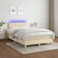 cadre de lit avec matelas LED Crème 120x200 cm Tissu