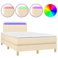 cadre de lit avec matelas LED Crème 120x200 cm Tissu