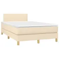 cadre de lit avec matelas LED Crème 120x200 cm Tissu