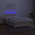 cadre de lit avec matelas LED Crème 120x200 cm Tissu
