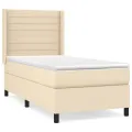 cadre de lit et matelas Crème 90x190 cm Tissu