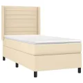 cadre de lit et matelas Crème 90x190 cm Tissu