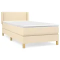 cadre de lit avec matelas Crème 100x200 cm Tissu