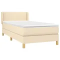 cadre de lit avec matelas Crème 100x200 cm Tissu