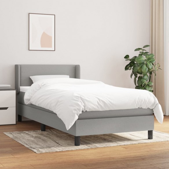 Sommier à lattes de lit avec matelas Gris clair 100x200cm Tissu