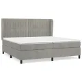 cadre de lit et matelas Gris clair 200x200cm Velours