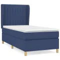 cadre de lit avec matelas Bleu 100x200 cm Tissu