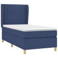 cadre de lit avec matelas Bleu 100x200 cm Tissu