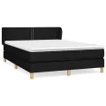 cadre de lit avec matelas Noir 140x200 cm Tissu