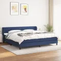 cadre de lit avec matelas Bleu 200x200 cm Tissu