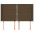 Tête de lit avec oreilles Marron foncé 147x16x118/128 cm Tissu