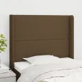 Tête de lit avec oreilles Marron foncé 83x16x118/128 cm Tissu