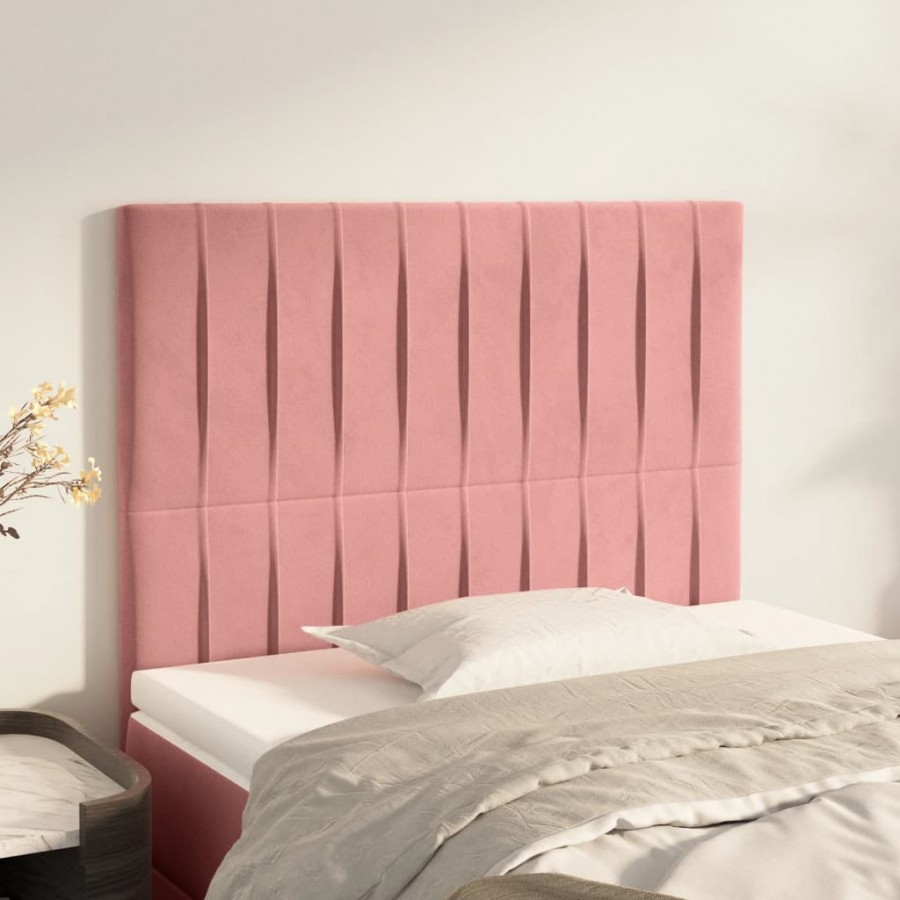 Têtes de lit 2 pcs Rose 100x5x78/88 cm Velours