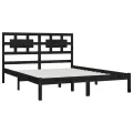 Cadre de lit Noir Bois de pin massif 200x200 cm
