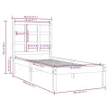 Cadre de lit Noir Bois massif 75x190 cm Petit simple