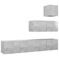 Ensemble de meuble TV 4 pcs Gris béton Aggloméré