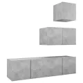 Ensemble de meuble TV 4 pcs Gris béton Aggloméré