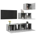 Ensemble de meuble TV 4 pcs Gris béton Aggloméré