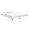 Cadre de lit blanc brillant 135x190 cm bois d'ingénierie