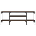 Meuble TV chêne marron 121x35x45 cm bois d'ingénierie et fer