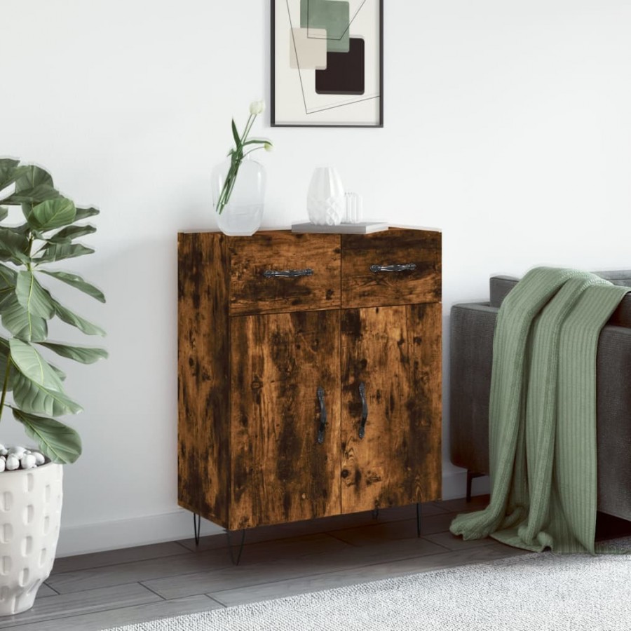 Buffet chêne fumé 69,5x34x90 cm bois d'ingénierie