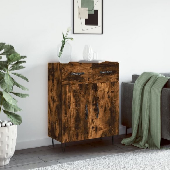 Buffet chêne fumé 69,5x34x90 cm bois d'ingénierie