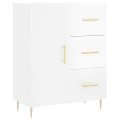 Buffet Blanc brillant 69,5x34x90 cm Bois d'ingénierie